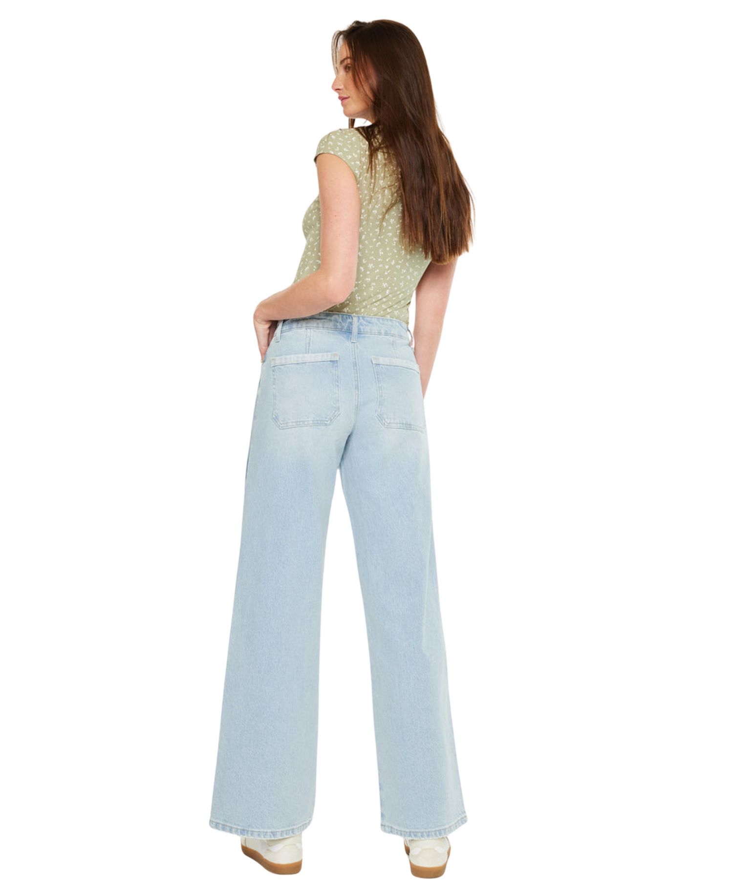 Women's High Rise Colorblock Wide Leg Jeans