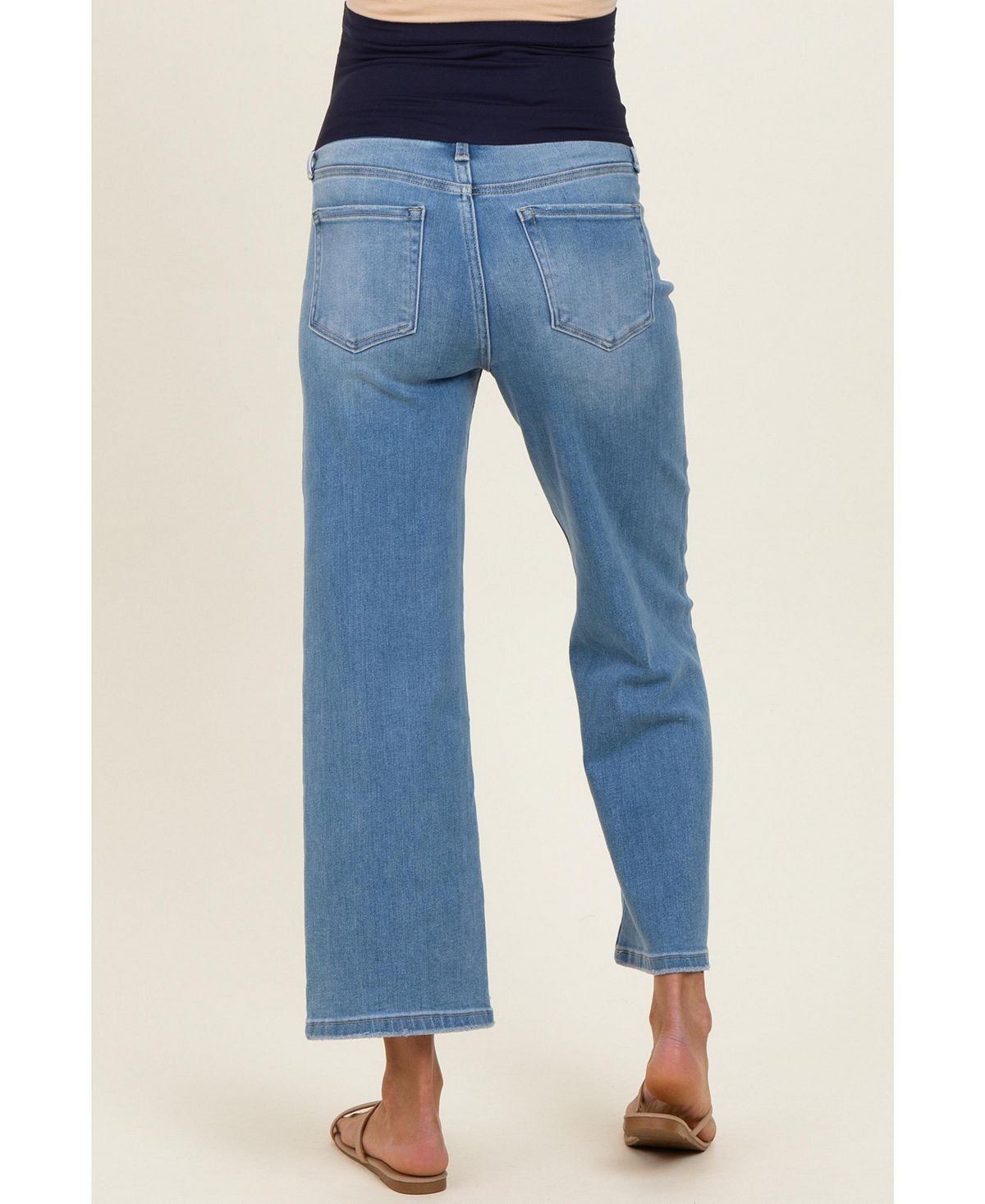 Pinkblush Women's Blue Medium Wash Cropped Wide Leg Jeans view 5 — MAYCSS fashion products