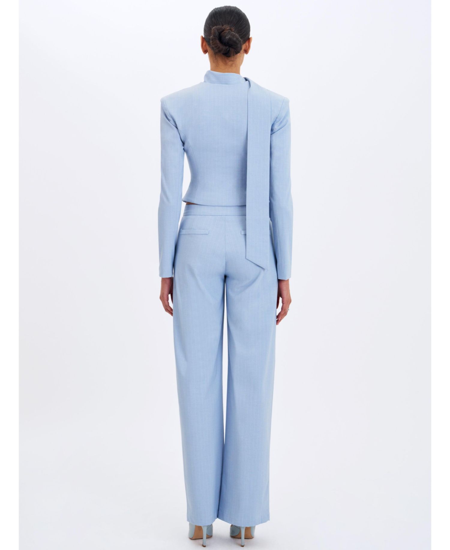 Women's Renley Sky Blue Pinstripe Peplum Blazer