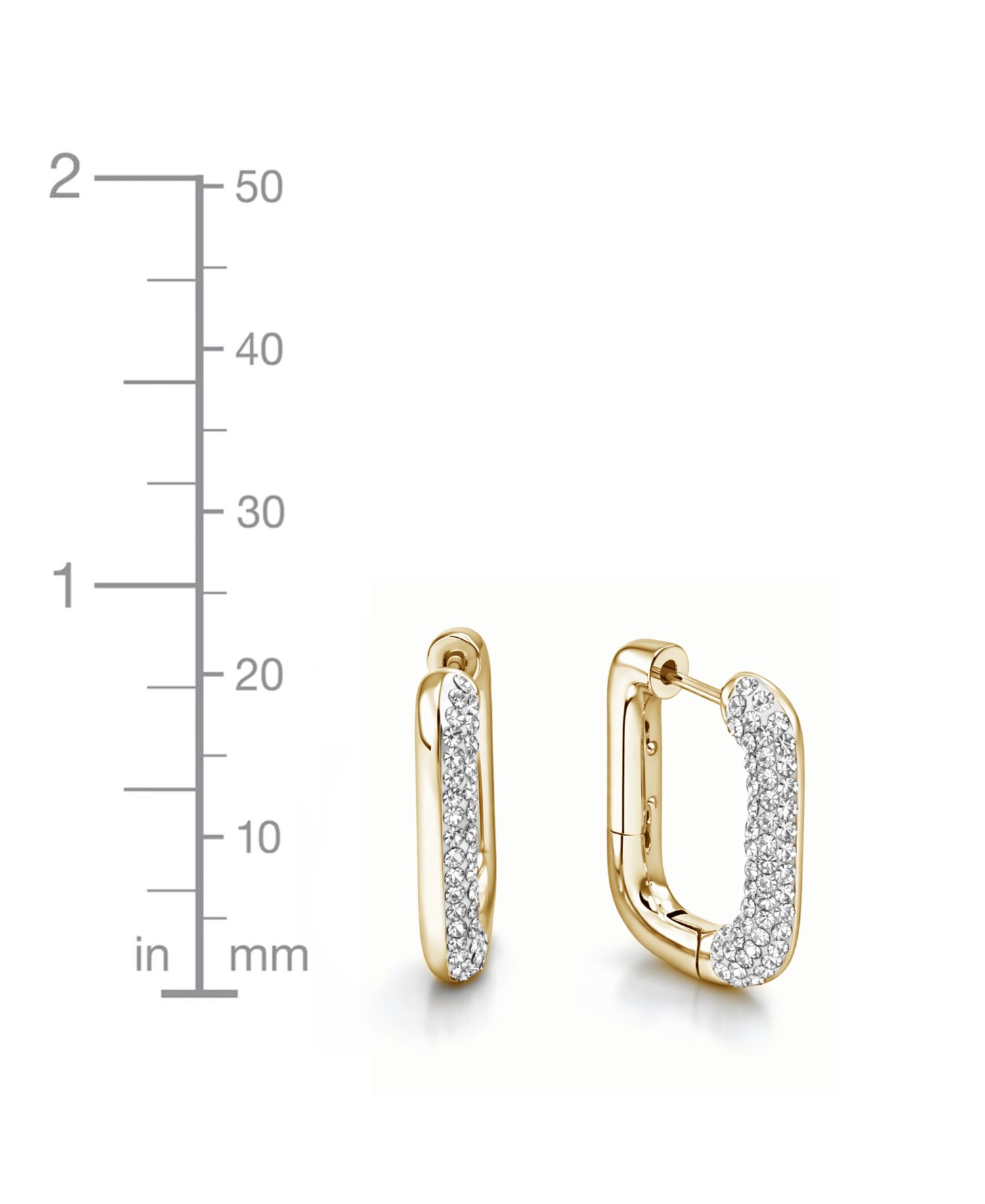Clear Crystal Rectangular Shaped Hoop Earrings