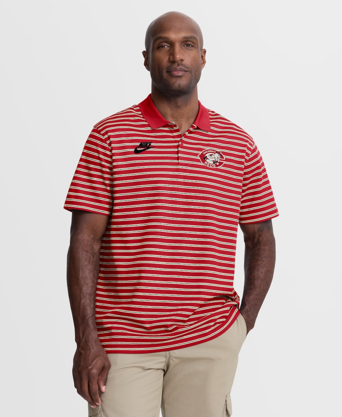 Nike Men's Red Cincinnati Reds Cooperstown Collection Dri-fit Victory Striped Polo Shirt