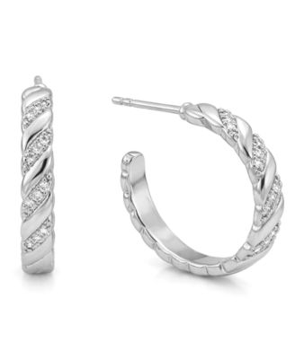 Cubic Zirconia C Hoop Earrings