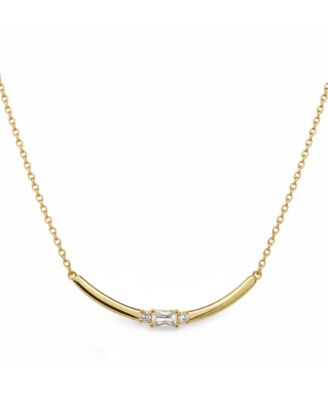 Cubic Zirconia Curved Bar Necklace