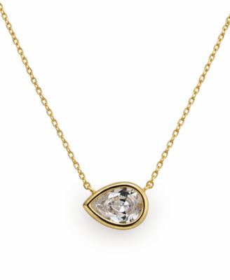 And Now This Cubic Zirconia Pear Shaped Necklace - Gold