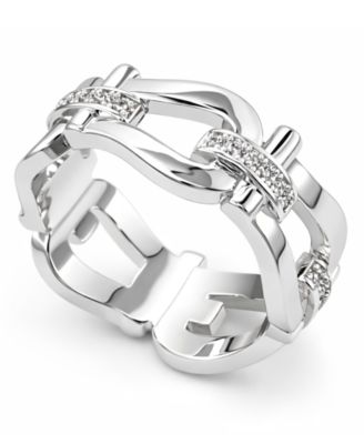 Horse Bit Link Cubic Zirconia Ring