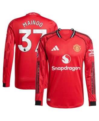 Men's Kobbie Mainoo Red Manchester United Home 2025/26 Authentic Player Long Sleeve Jersey