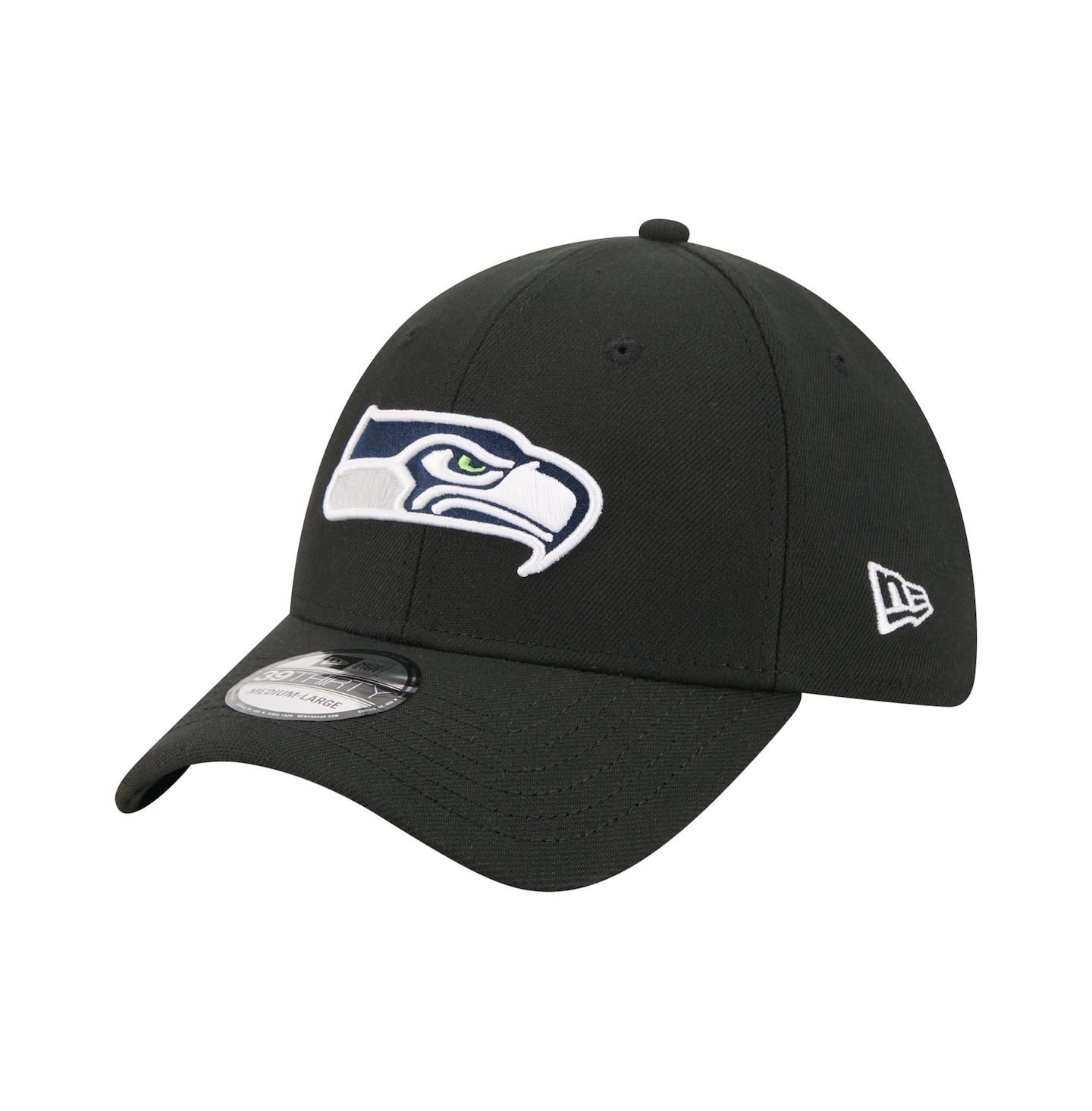 Мужская кепка New Era Black Seattle Seahawks Core Team 39THIRTY Flex Hat — фото 1