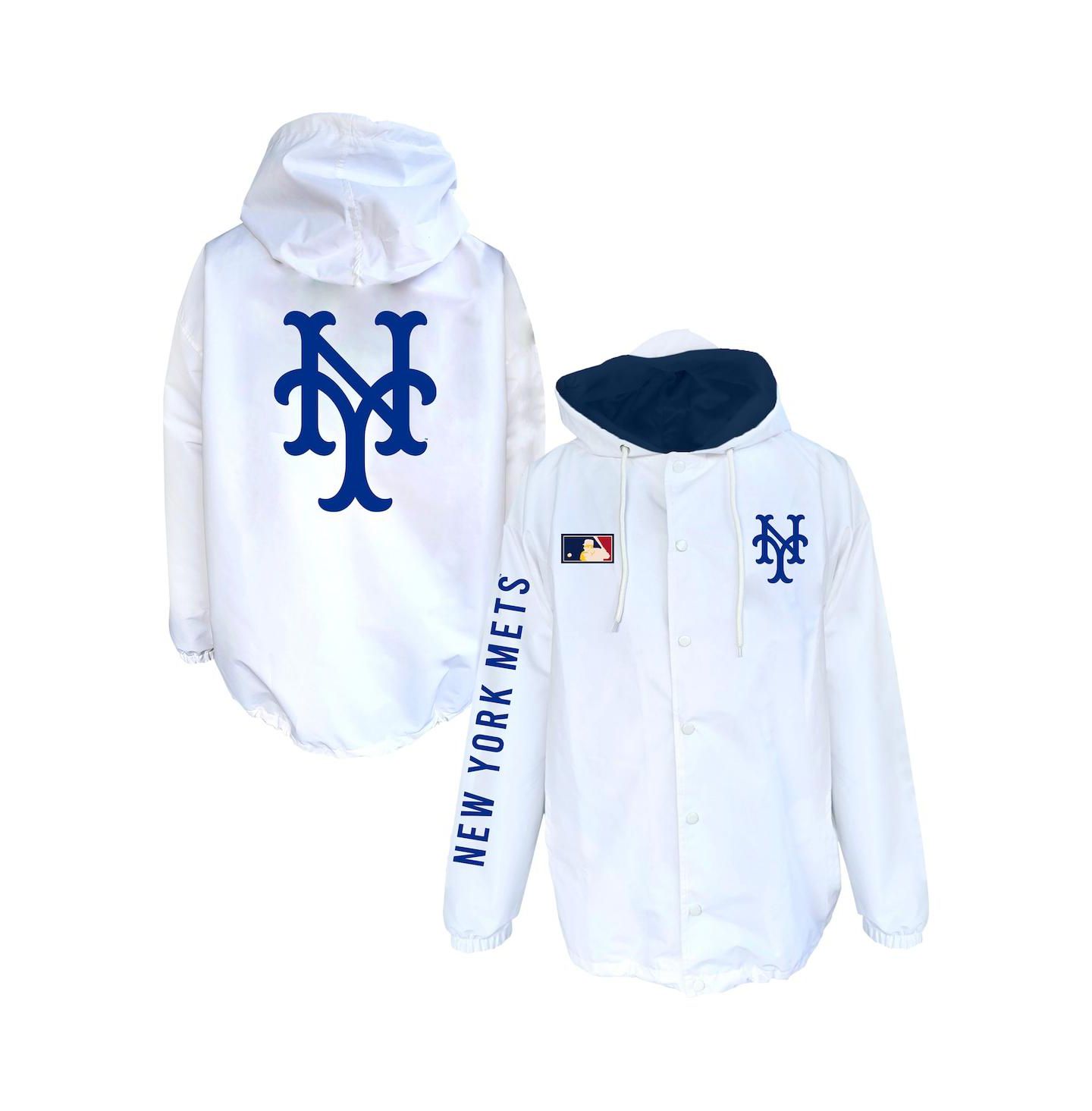 Мужская куртка Mitchell & Ness New York Mets с капюшоном на кнопках, Big & Tall, White — фото 1