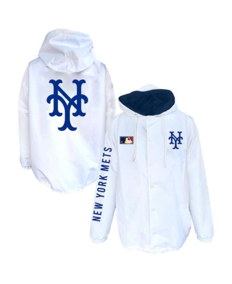 Мужская куртка Mitchell & Ness New York Mets с капюшоном на кнопках, Big & Tall, White