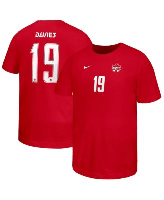 Big Boys and Girls Alphonso Davies Red Canada Soccer Home Player Name & Number T-Shirt