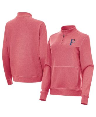 Women's Heather Red Pittsburgh Pirates Crush Stars and Stripes Team Logo Quarter-Zip Pullover Sweatshirt