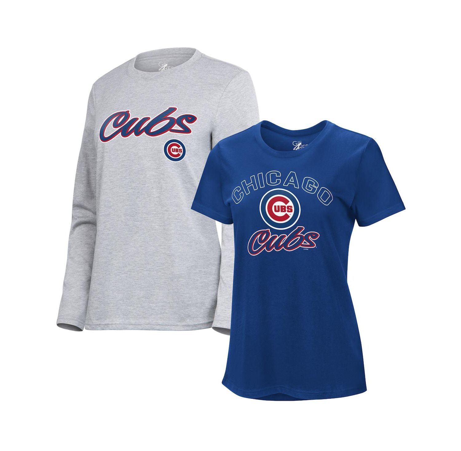 Women's Royal/Heather Gray Chicago Cubs Short-Sleeve & Long-Sleeve T-Shirt Combo Pack