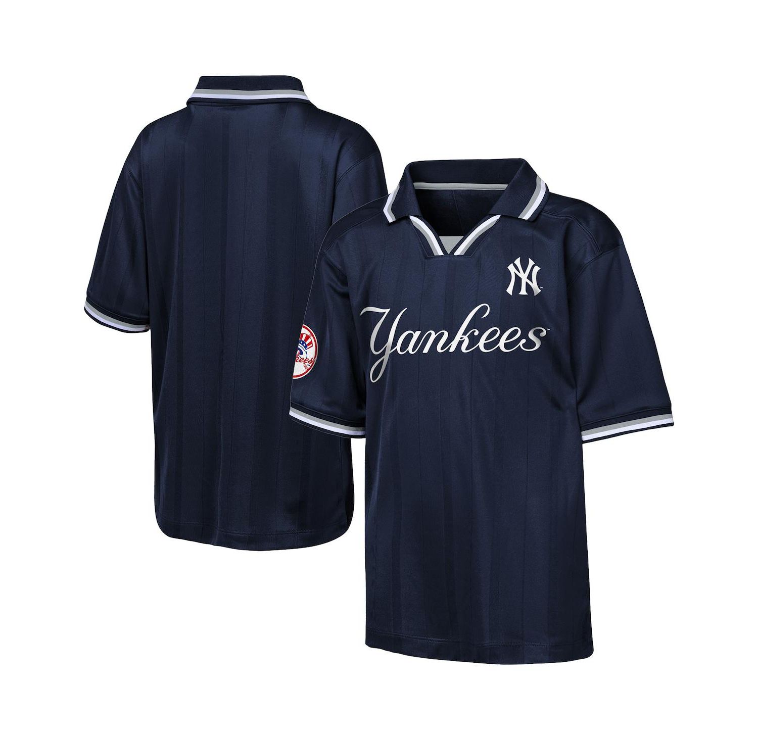 Big Boys and Girls Navy New York Yankees Y2 Tech Stadium Fashion Collar T-Shirt