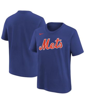Big Boys and Girls Royal New York Mets Wordmark T-Shirt