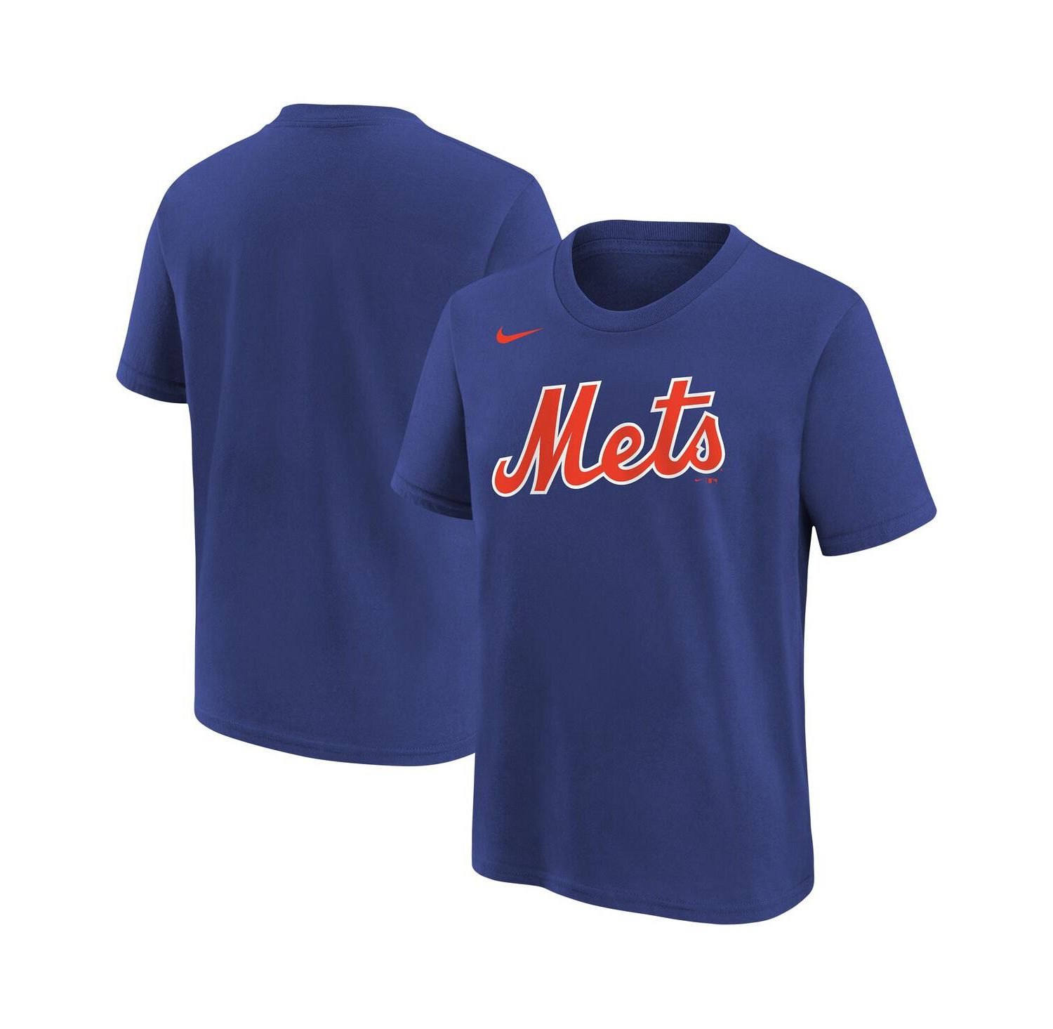 Big Boys and Girls Royal New York Mets Wordmark T-Shirt