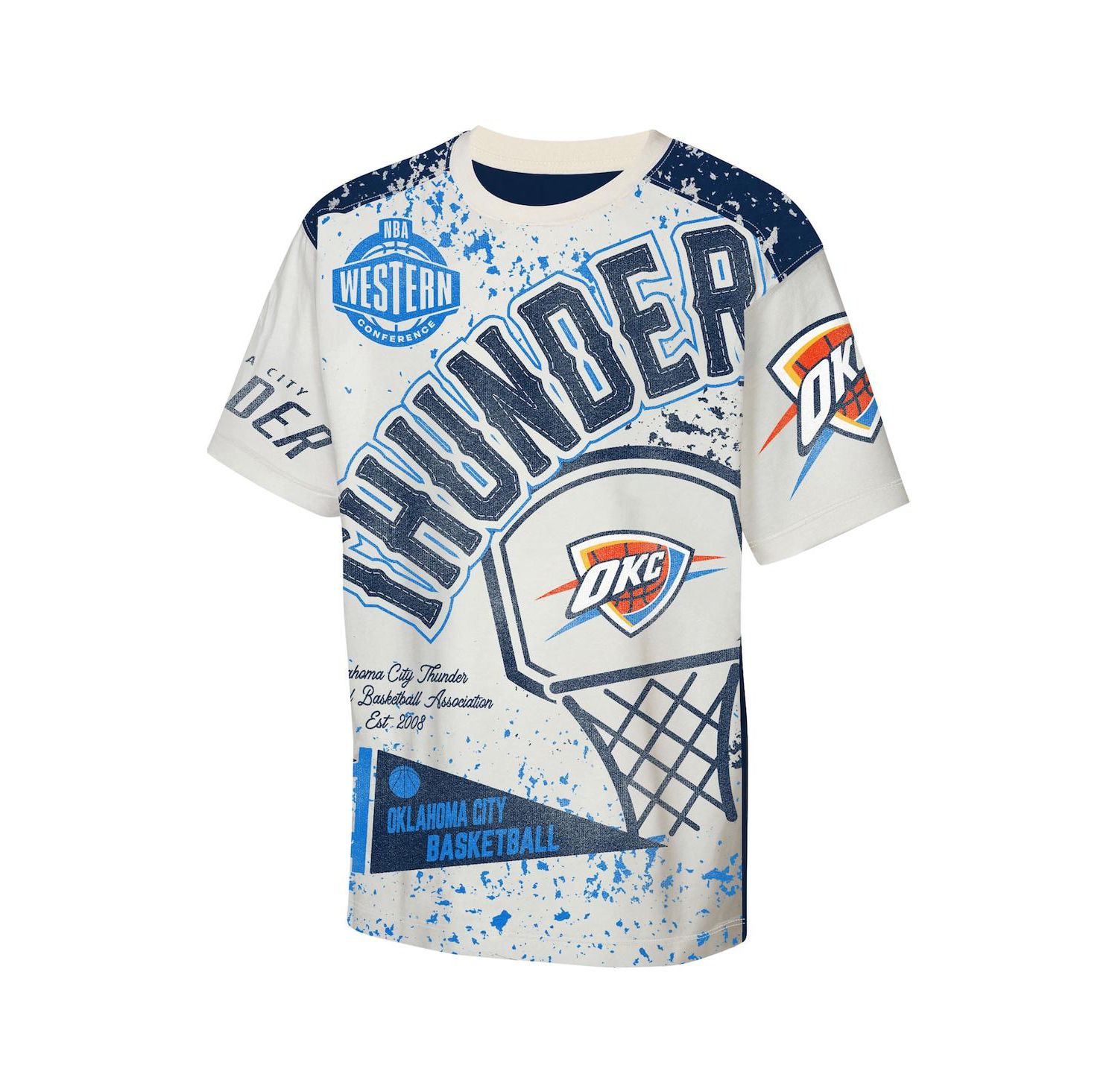 Big Boys and Girls Cream Oklahoma City Thunder Top Player All-Over-Print T-Shirt
