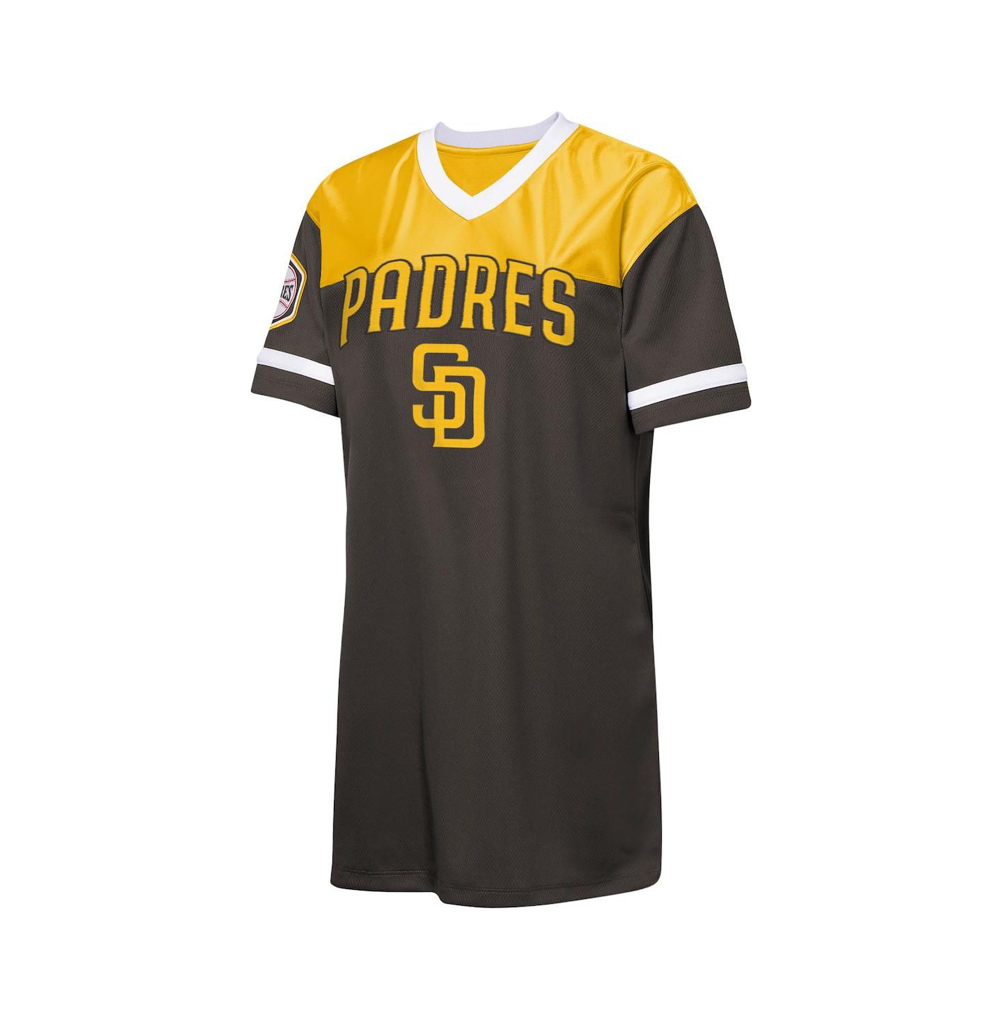 Платье Outerstuff Brown San Diego Padres Big League Cheer V-Neck T-Shirt Dress для девочек — фото 2