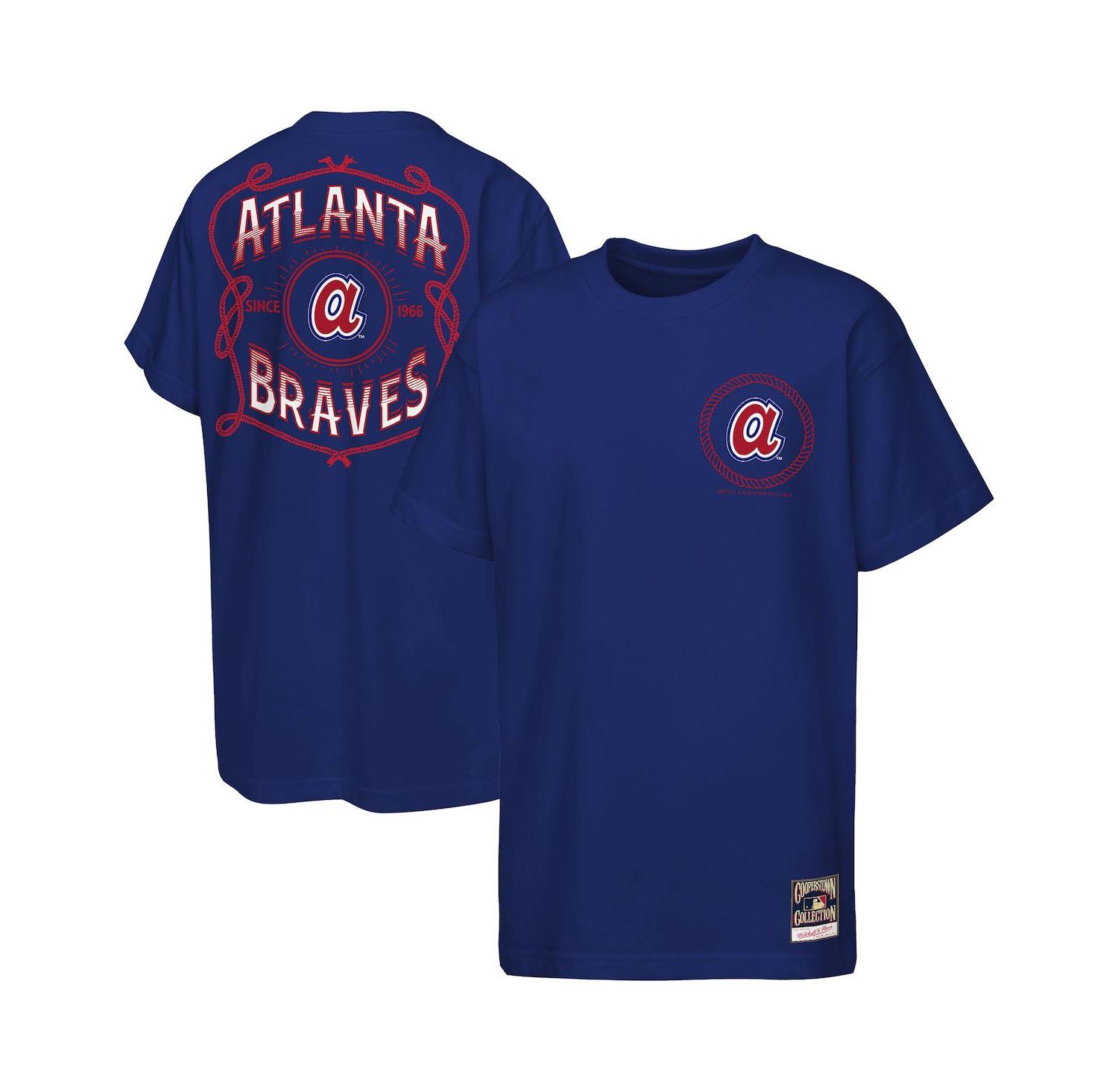 Big Boys and Girls Navy Atlanta Braves Cooperstown Rodeo Rope T-Shirt