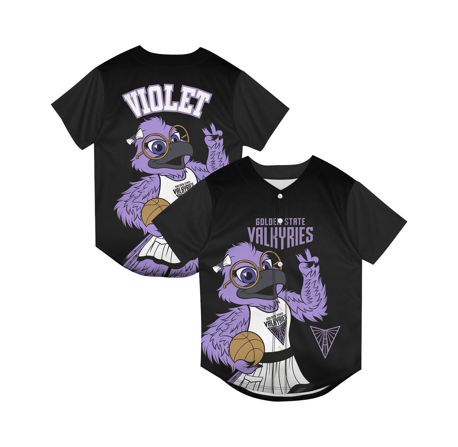 Big Boys and Girls Eclipse Black Golden State Valkyries Mascot Friend Mesh Fashion Jersey