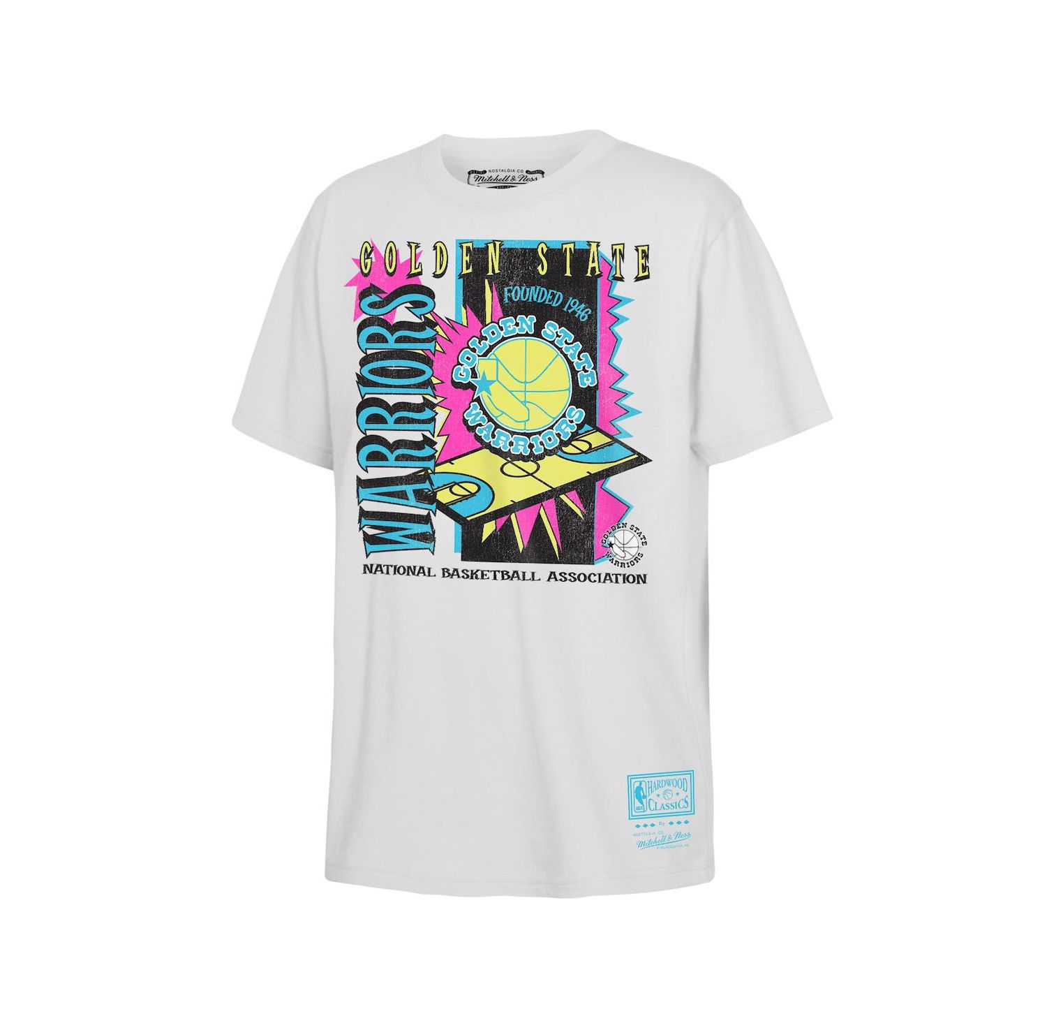 Big Boys and Girls White Golden State Warriors Neon Court Shock T-Shirt