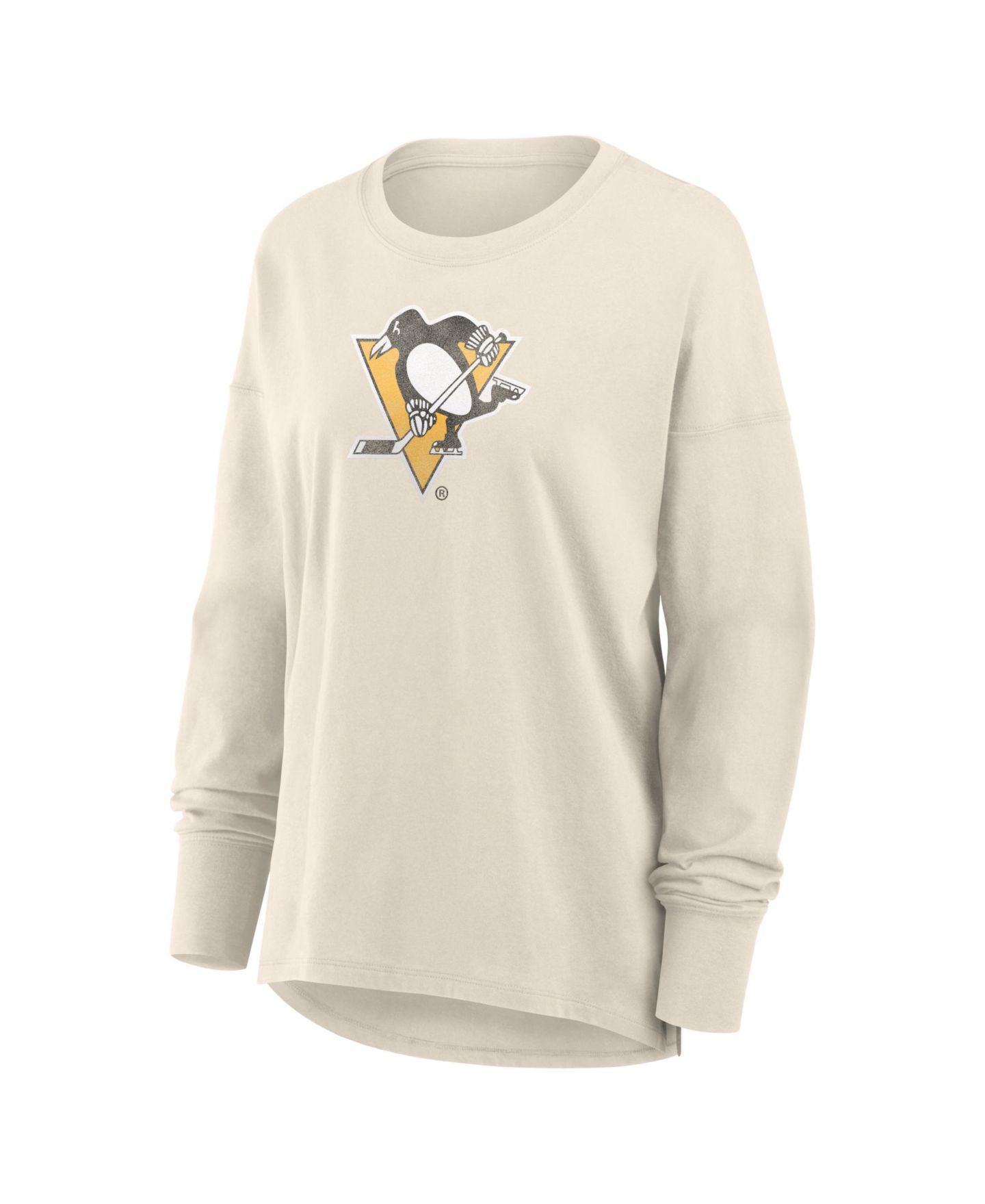 Женская футболка Fanatics Cream Pittsburgh Penguins Distressed Logo Long Sleeve — фото 2