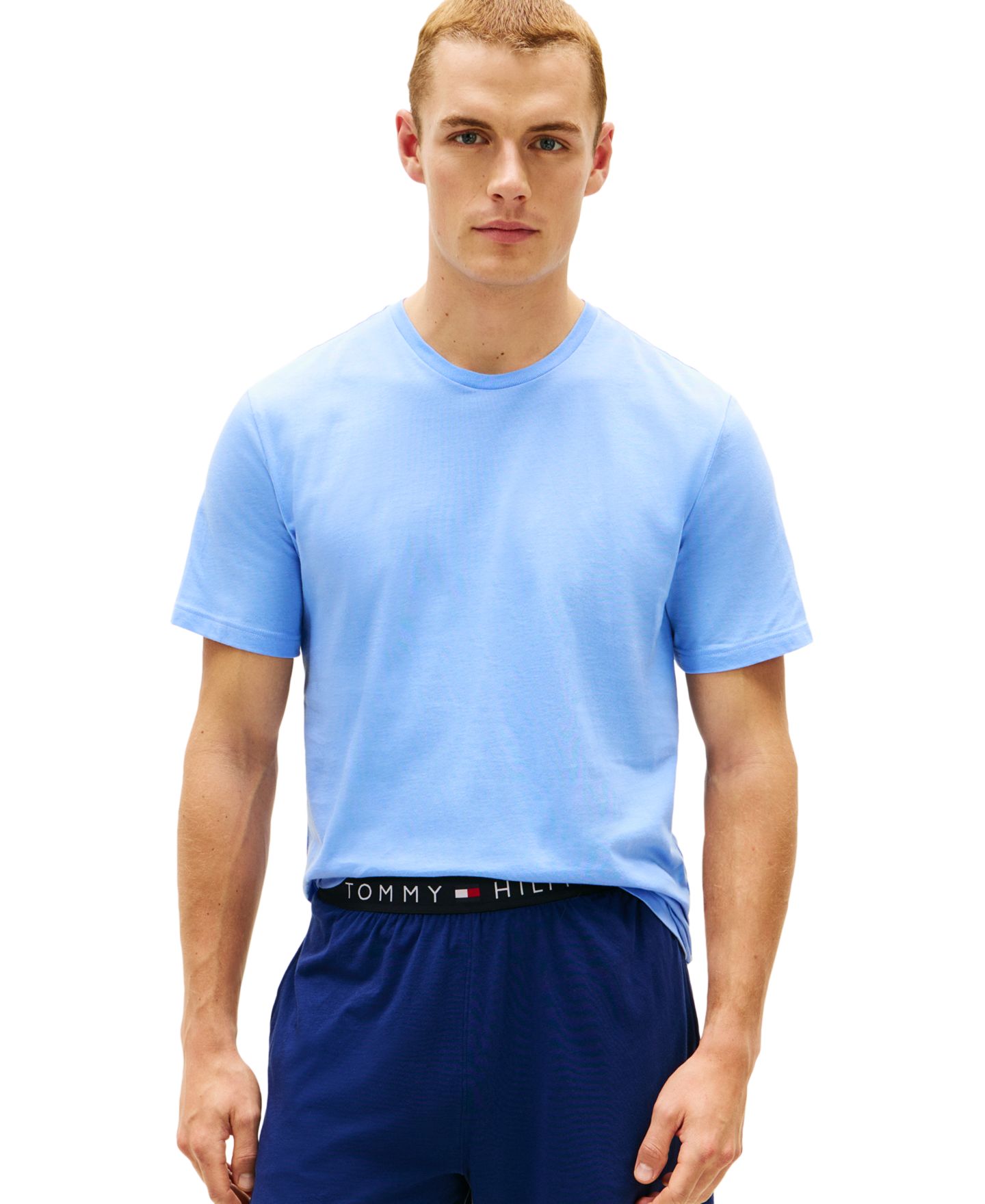 Мужские топы Tommy Hilfiger Cotton Short-Sleeve Crewneck Undershirt, 3-Pack, цвет: Красный / Пустынный небесно-голубой — фото 5