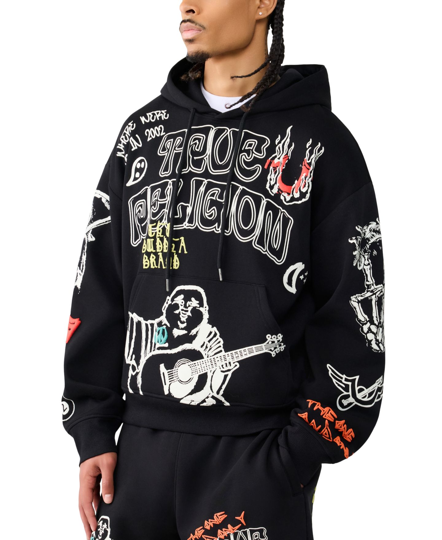 Мужское худи True Religion Oversized Loose-Fit, цвет: Угольно-чёрный — фото 2