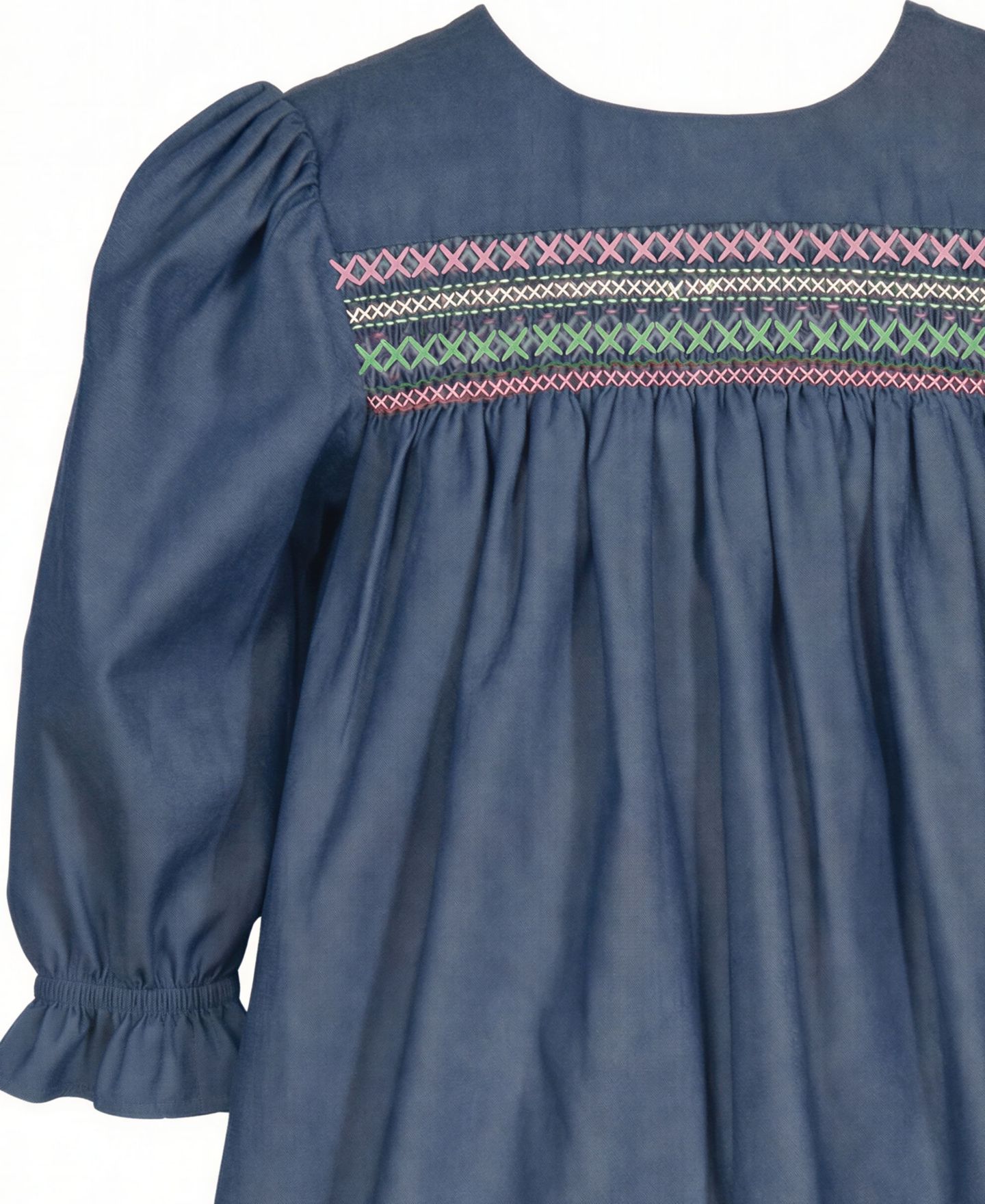 Платье Bonnie Baby Long-Sleeve Embroidered Float Dress для девочек-малышей, цвет: Джинсовый — фото 3