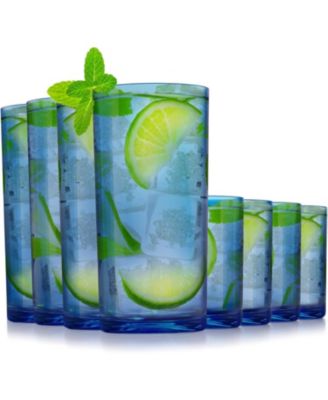 Acrylic Glasses Drinkware - 8 Piece Unbreakable Plastic Tumblers 12 and 16 Ounce