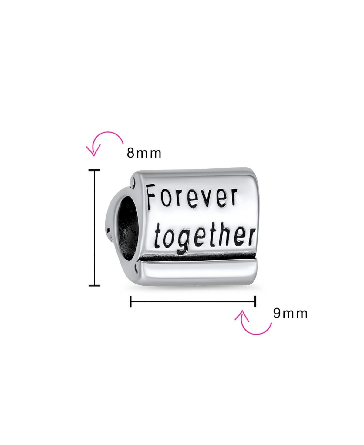 Bling Jewelry Valentine Lover Words Forever Together Charm Bead For .925 Sterling Silver Fits European Bracelet