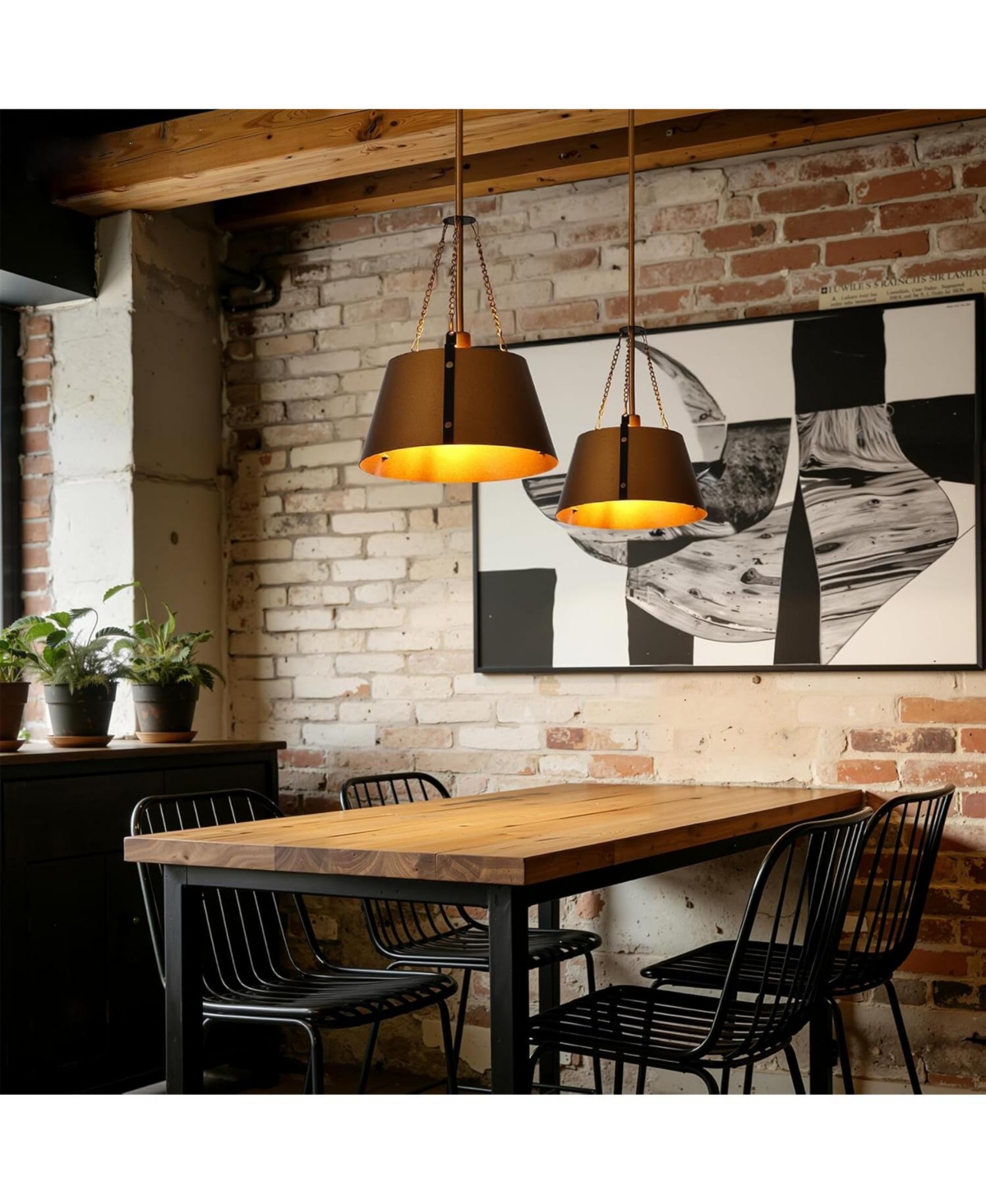 Tribesigns 12" Pendant, 1-Light Industrial Pendant Lights with Adjustable Height, E12 Base Metal Drum Chandelier