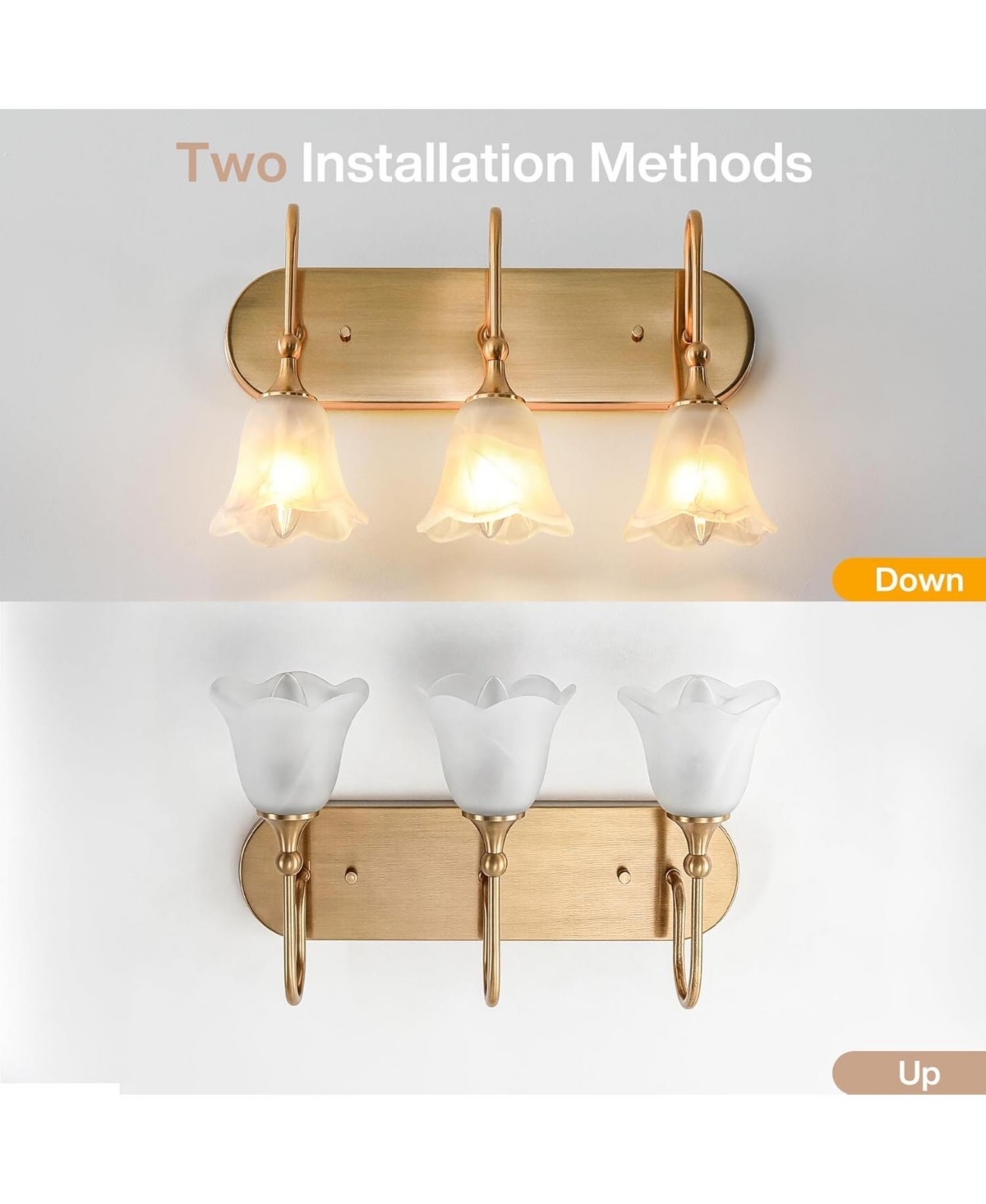 Tribesigns 3-Light Bathroom Light Fixtures, Modern Wall Lights with Clear Glass Shades, Bathroom Vanity Wall Sconce Lamp