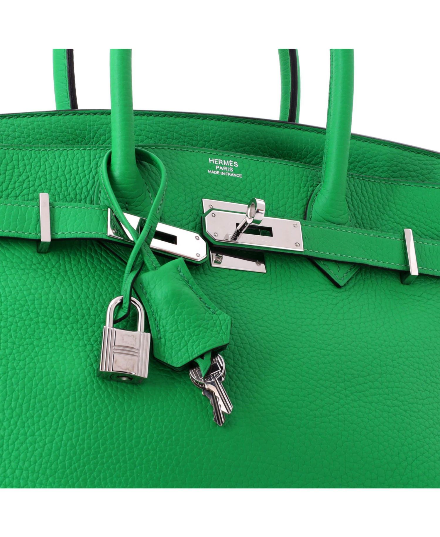 Birkin 30 Handbag Green Clemence with Palladium Hardware