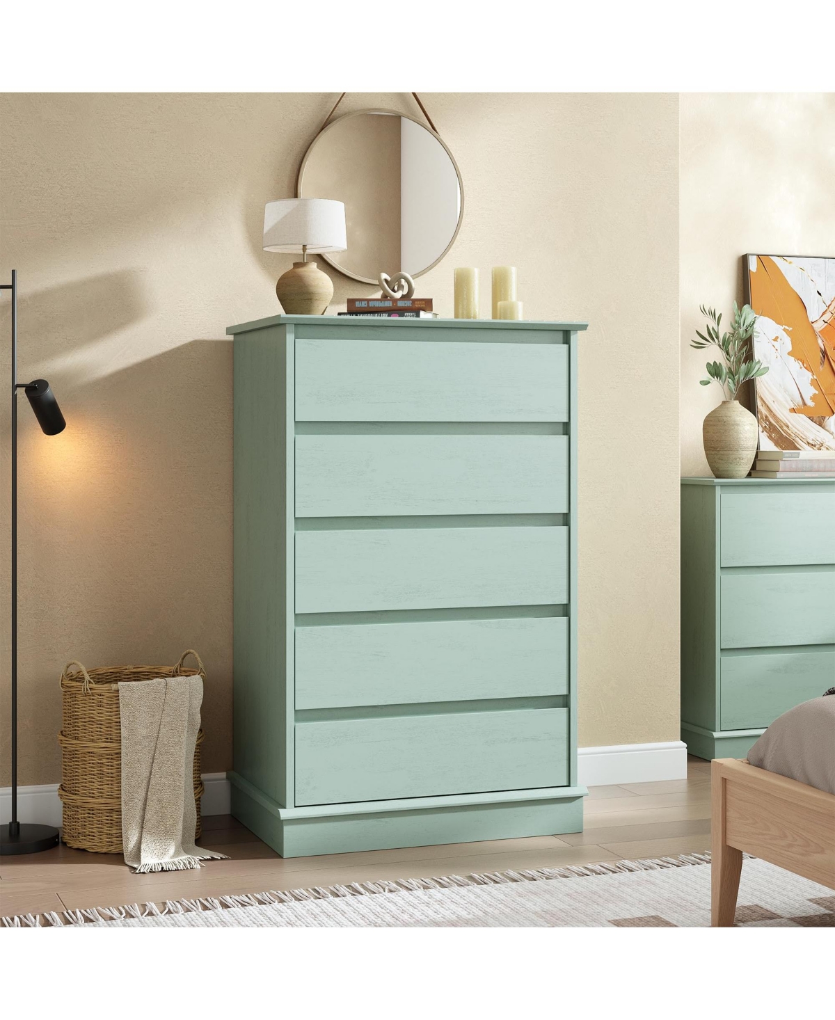 homfan Modern Wood Dresser with 5/9/12 Drawers, Wide Storage Chest Deep Drawers and Top for Bedroom, Hallway, Living Room