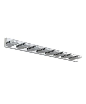 52 Inch Modern Chrome 8 Light LED Vanity Light Square Acrylic Lampshades Wall Mount Fixture for Bathroom Mirror Lighting