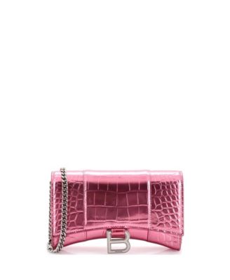 Hourglass Chain Wallet Embossed Leather