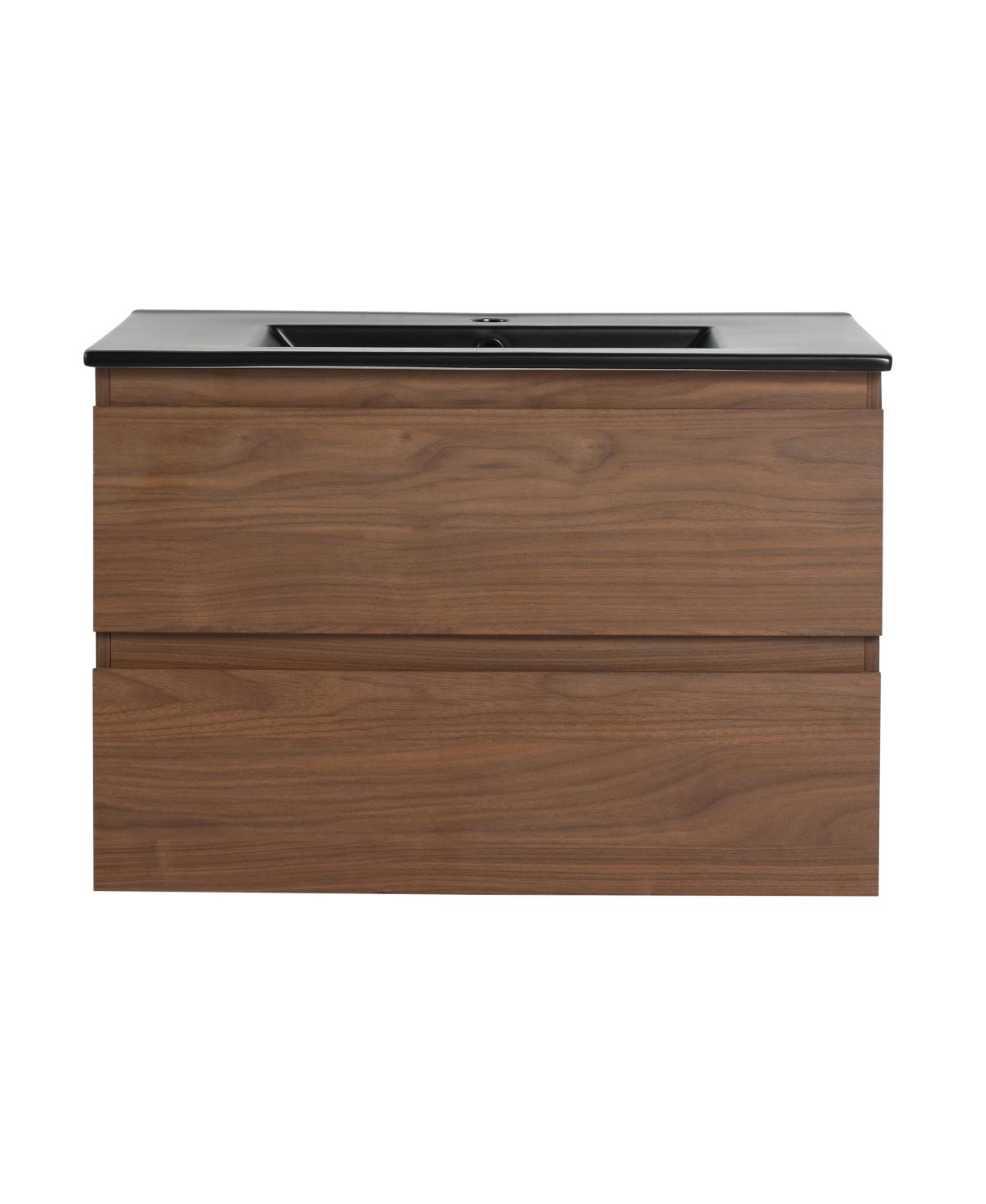 Sillysis Inch Wall Mounted Bathroom Vanity with Ceramic Sink, Soft Close Drawers