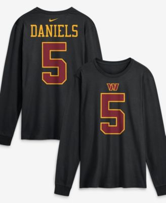 Men's Jayden Daniels Black Washington Commanders Name & Number Long Sleeve T-Shirt