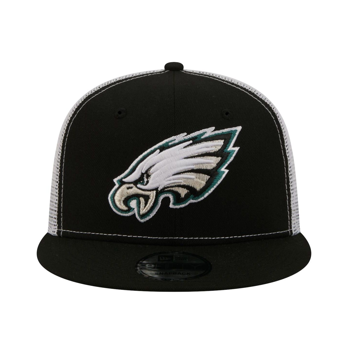 Мужская кепка New Era Black Philadelphia Eagles Core Team 9FIFTY Trucker Snapback Hat — фото 2