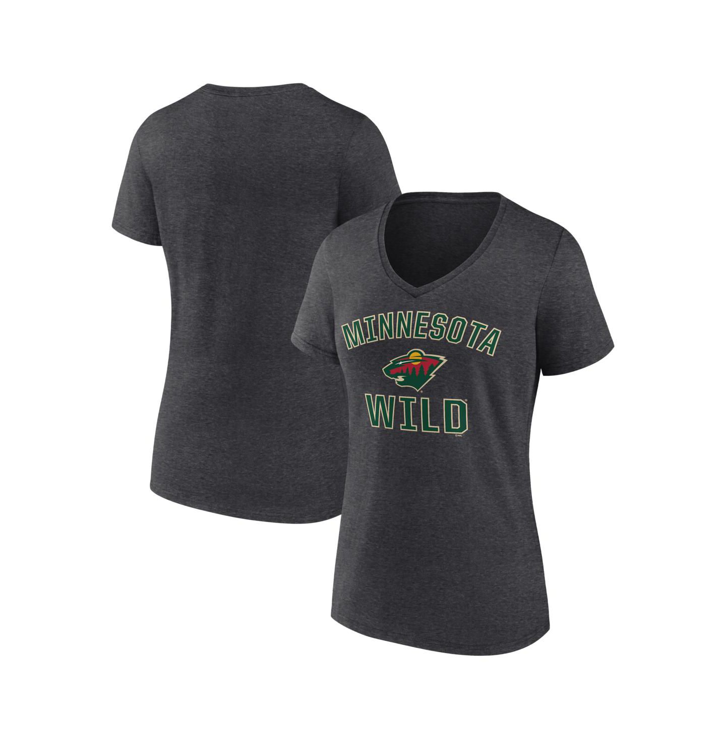 Женская футболка Logo Athletic Heather Charcoal Minnesota Wild Arch Victory V-Neck — фото 1