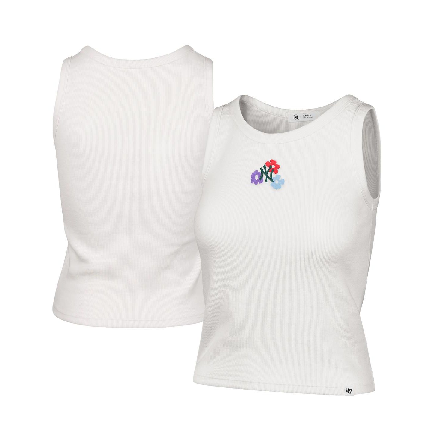 Женский топ '47 Brand Cream New York Yankees Floral Logo Ribbed Baby Tank Top — фото 1