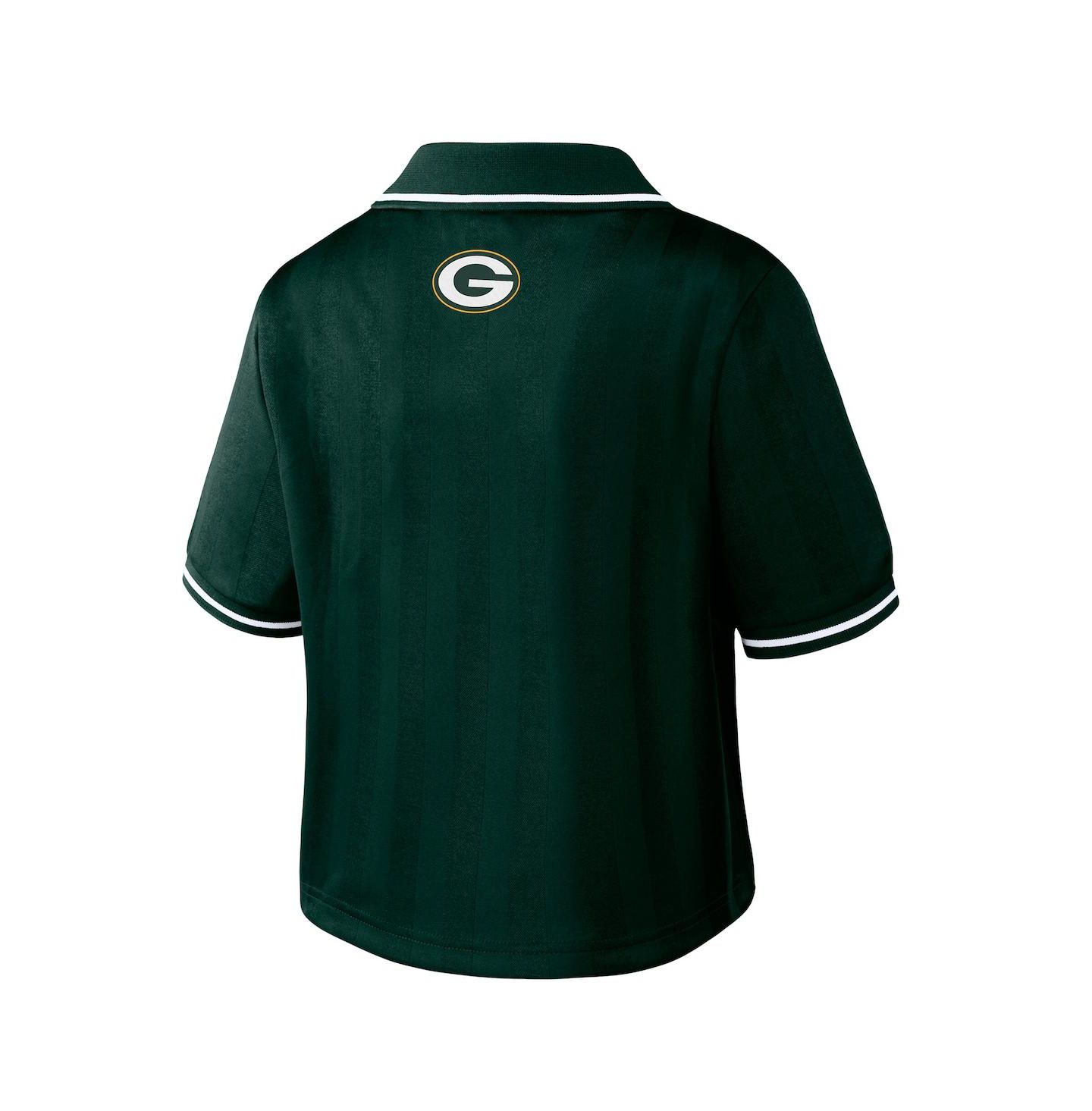 Женское поло WEAR by Erin Andrews Green Green Bay Packers Cropped Jersey Polo — фото 3