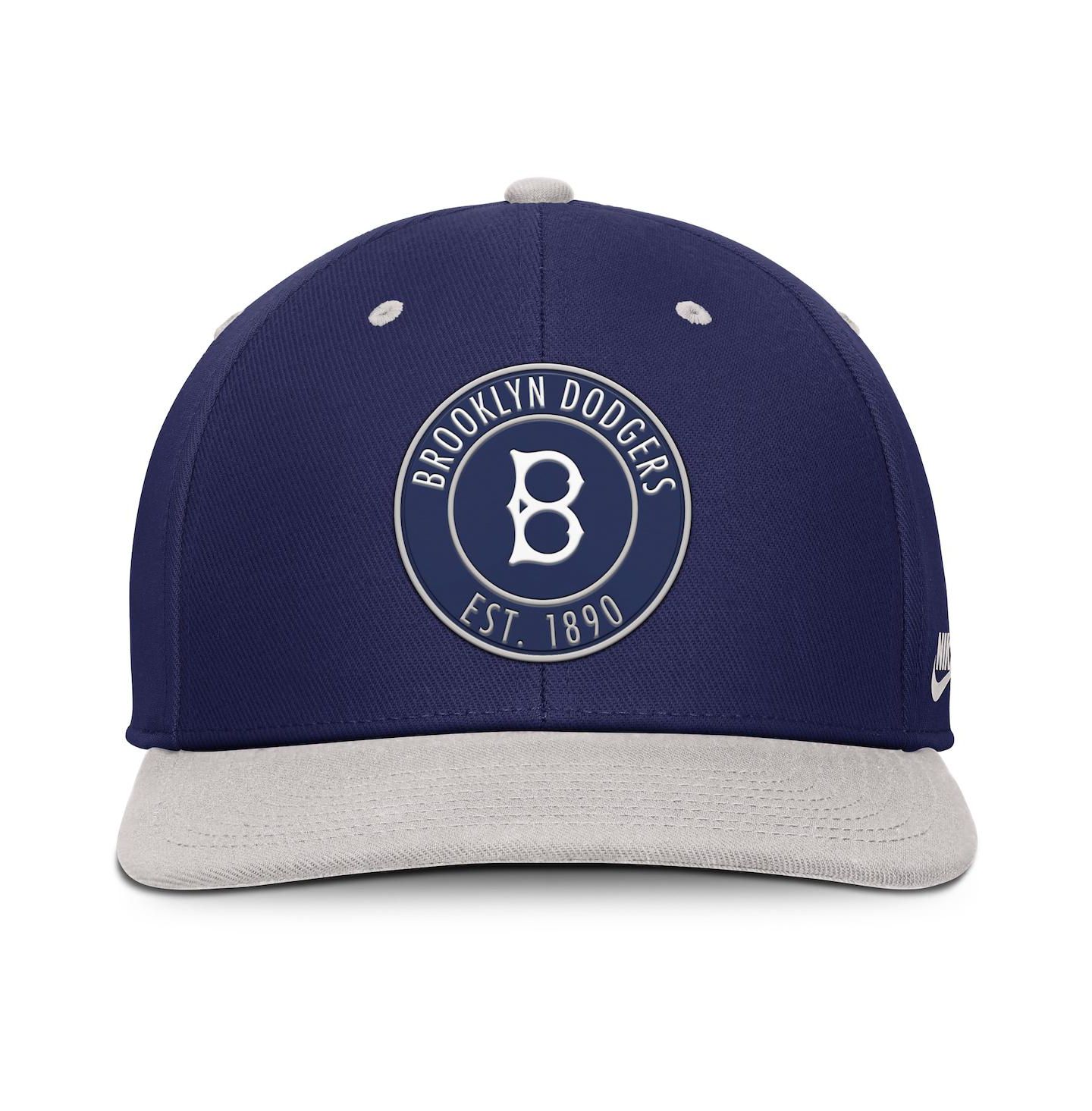 Мужская кепка Nike Navy/Silver Brooklyn Dodgers Cooperstown Collection Pro Dri-FIT Snapback Hat — фото 2