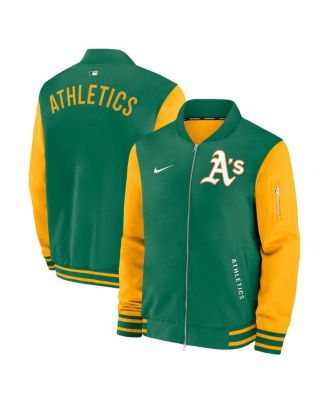 Men's Kelly Green Athletics Authentic Collection Dugout Relaxed Full-Zip Bomber Jacket
