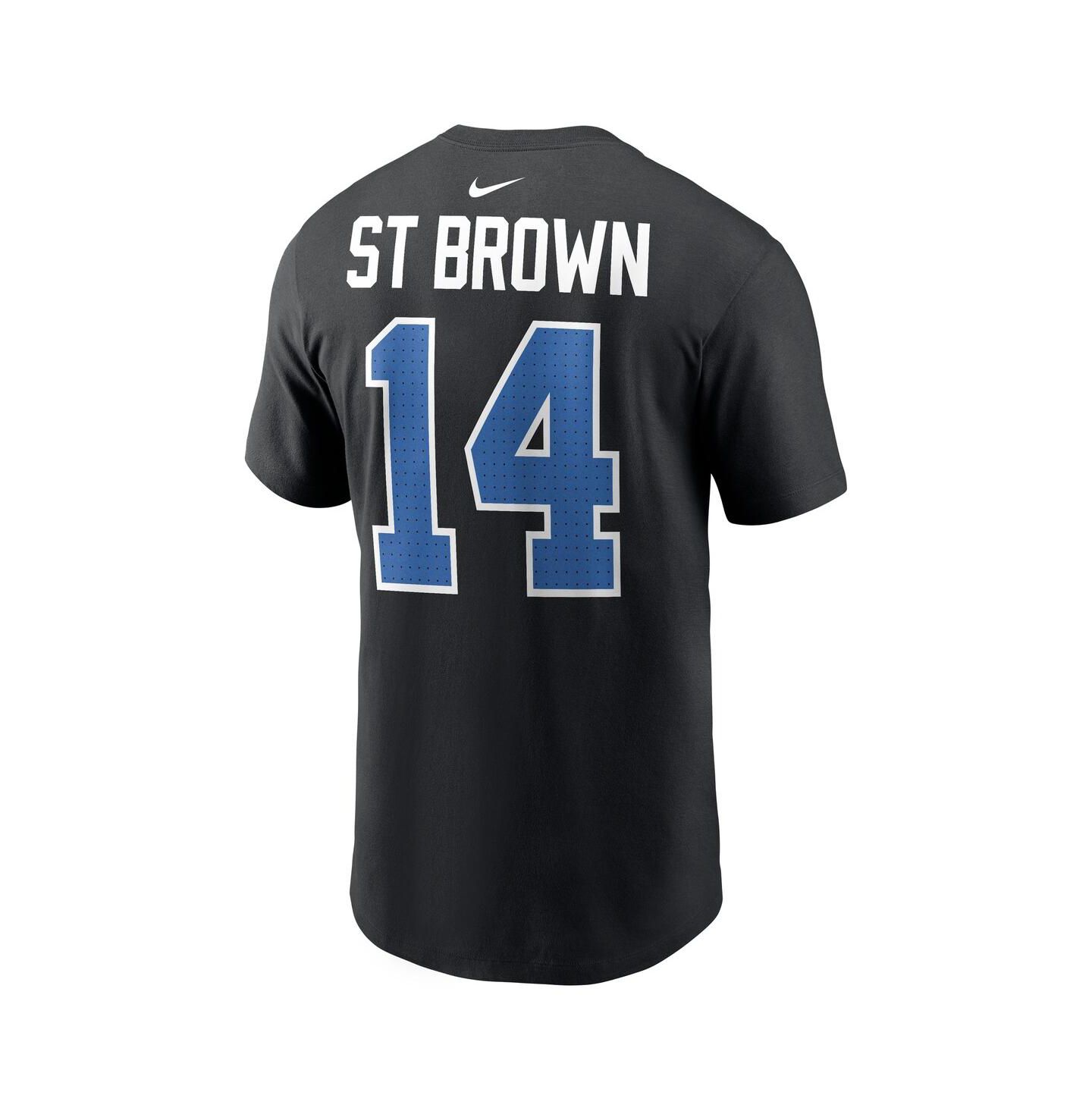 Мужская футболка Nike Amon-Ra St. Brown Black Detroit Lions Carbon Name & Number — фото 3