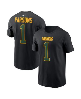 Men's Micah Parsons Black Green Bay Packers Carbon Name & Number T-Shirt