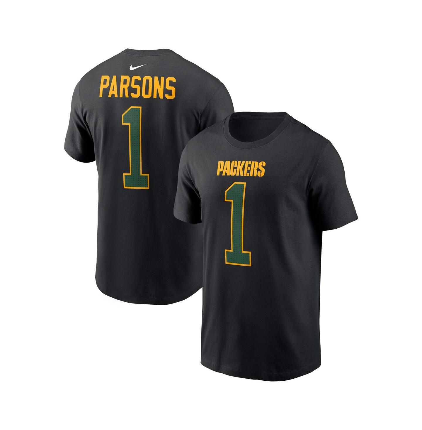 Мужская футболка Nike Micah Parsons Black Green Bay Packers Carbon Name & Number — фото 1
