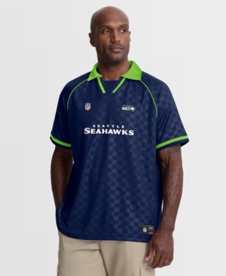 Men's College Navy/Neon Green Seattle Seahawks Homerun Raglan V-Neck Polo Shirt