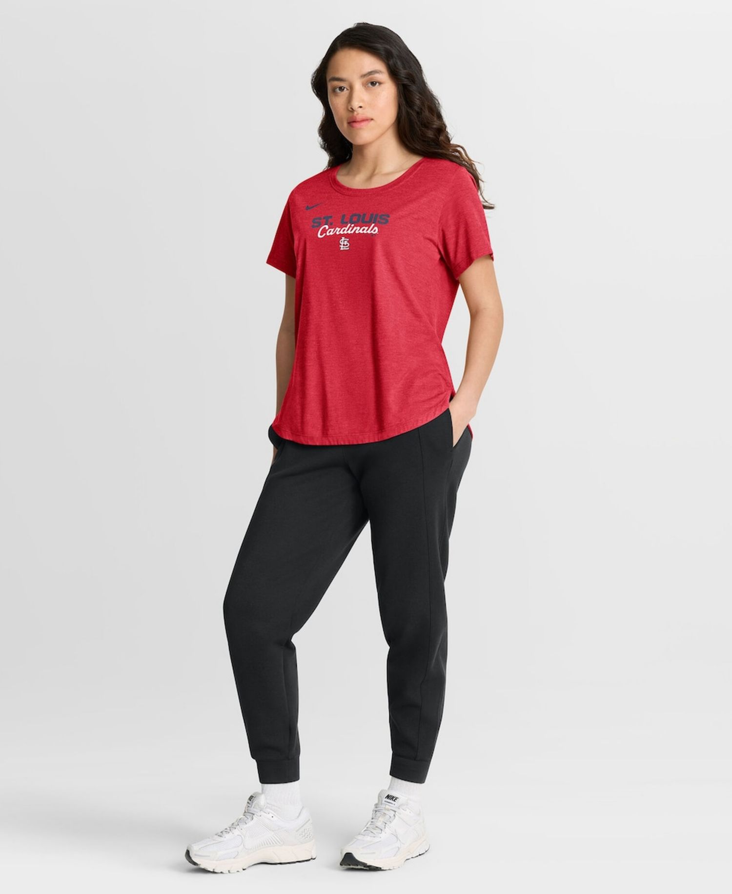 Women's Heather Red St. Louis Cardinals Arched Tri-Blend T-Shirt