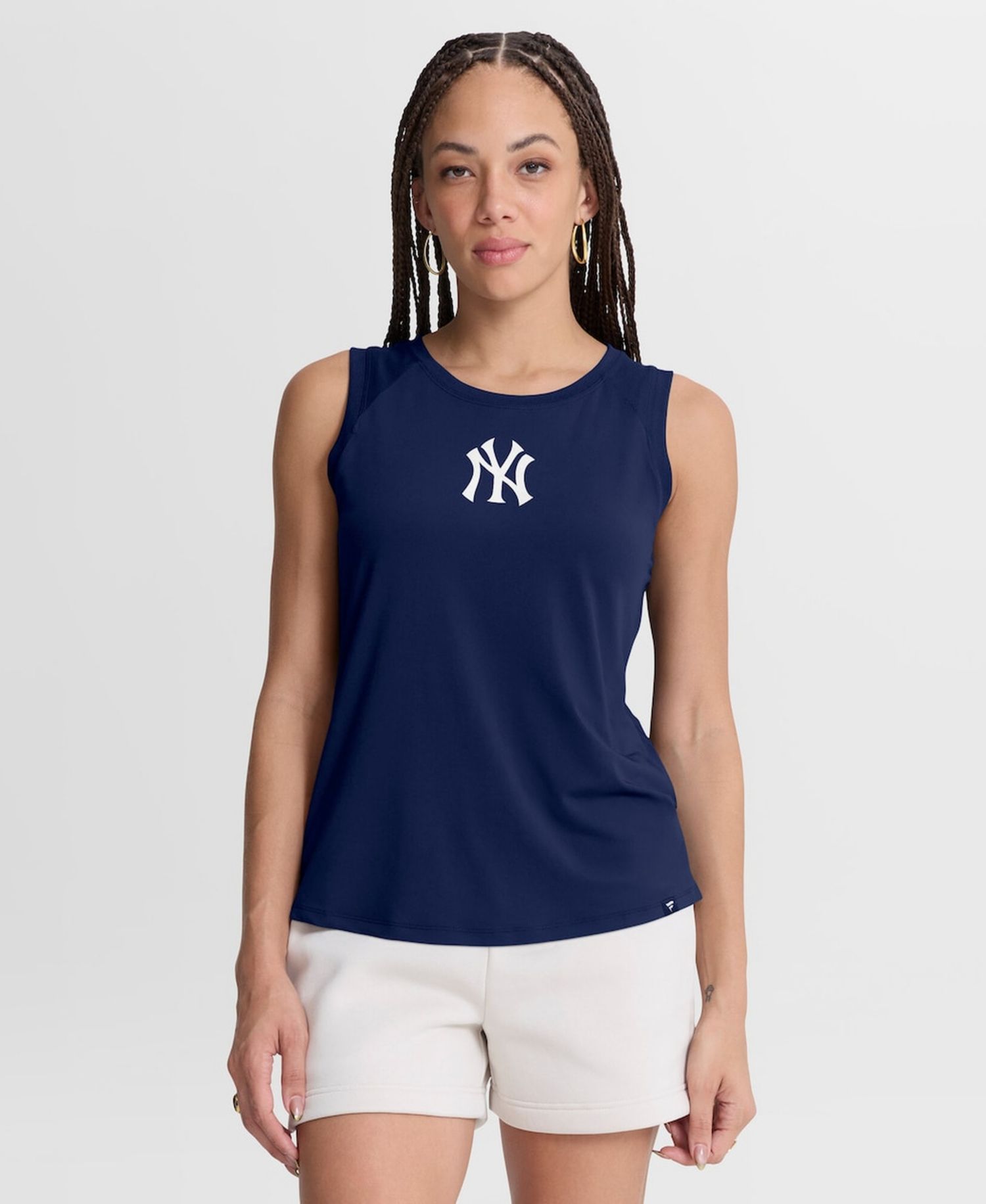 Women's Navy New York Yankees Draped Mesh Back Performance Tank Top